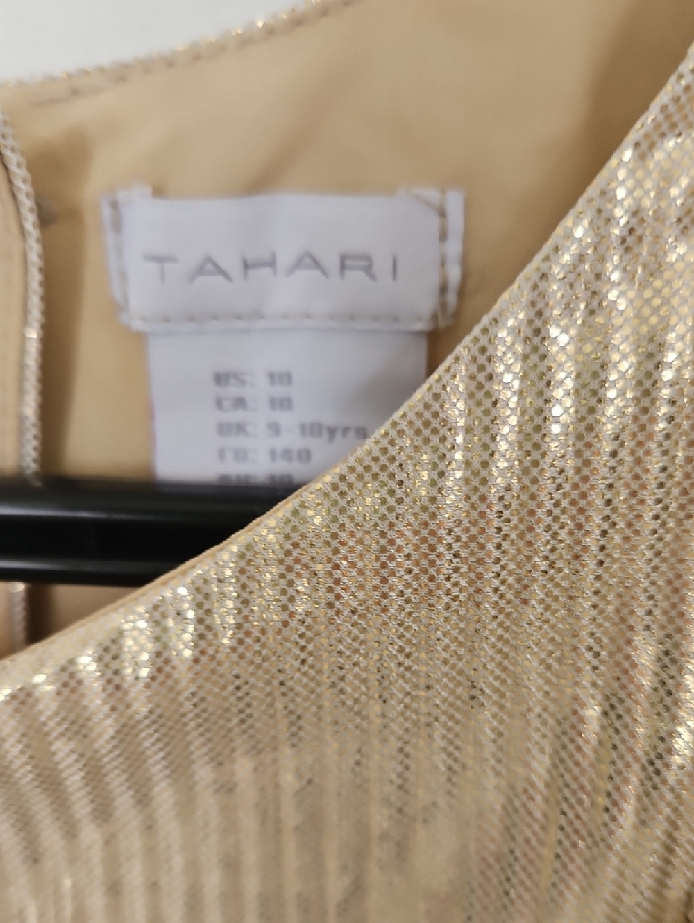 Tahari Metallic Gold Ruffle Dress - Picture 2 of 2